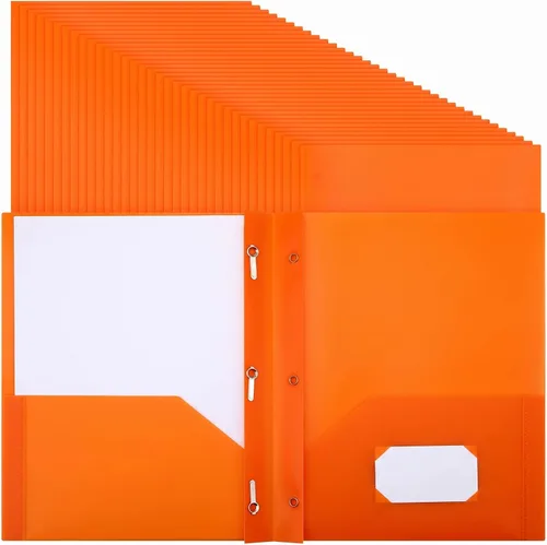 Vista 28 de Cholemy Paquete de 72 carpetas de bolsillo con puntas, carpetas de plástico resistente con ranura para tarjetas de visita, sujetadores de 3 puntas