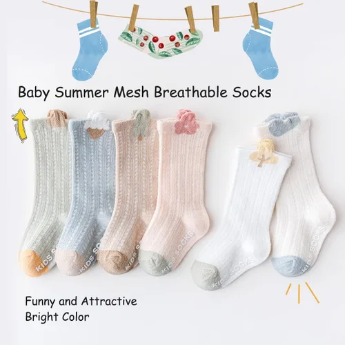 Vista 2 de Nuevos calcetines de malla de verano para bebés, niños y niñas pequeñas, calcetines para recién nacidos, accesorios esenciales para bebés