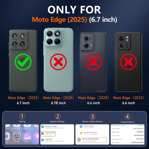 Vista 2 de Pilaru Funda magnética para Motorola Edge 2025 con protector de pantalla (imanes integrados) (protección contra caídas de grado militar) delgada