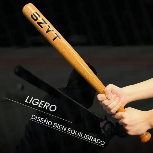 Vista 3 de Bate de béisbol de madera de 25 pulgadas, 29 pulgadas, 33 pulgadas, bate de sóftbol de defensa propia, defensa del hogar, amarillo ligero