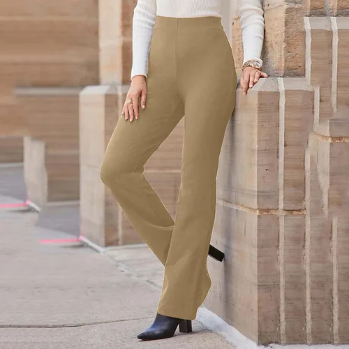 Vista 2 de JEGULV Pantalones de vestir para mujer, cintura alta, elásticos, corte de bota, pantalones de yoga de pierna ancha, pantalones sueltos para yoga
