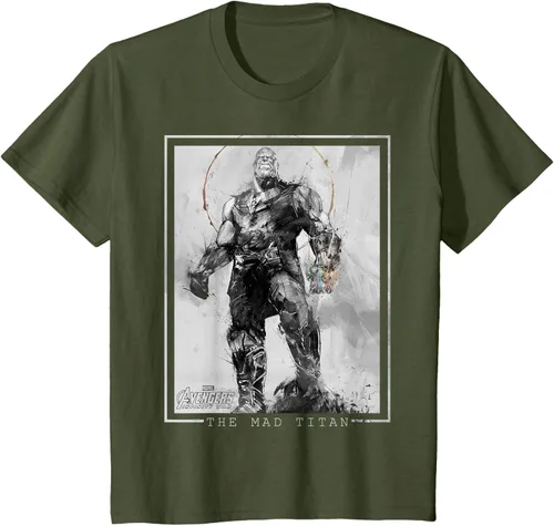 Vista 13 de Marvel Avengers Infinity War Thanos Sketch Graphic Camiseta Negro
