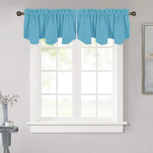 Vista 24 de NICETOWN - Cortinas con valances azul piedra para ventana de sala de estar, dormitorio, baño, 2 paneles estilo granja rústico para comedor, cortinas