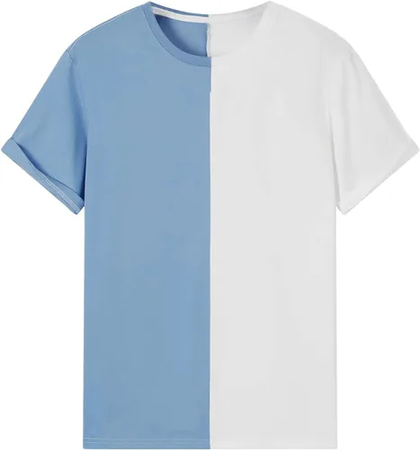 Vista 2 de SHENHE Camiseta casual de manga corta con cuello redondo para hombre
