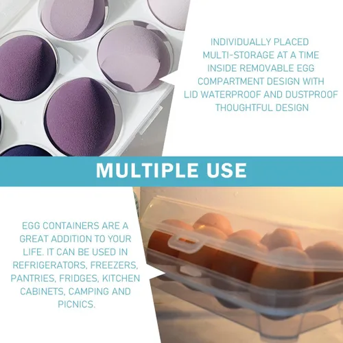 Vista 7 de Caja de almacenamiento de huevos de belleza con 8 ranuras para recoger huevos de belleza, contenedor de almacenamiento de huevos, portador de huevos