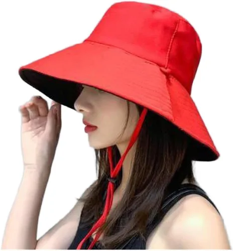 Vista 4 de Women's Wide Brim Fisherman Hat UV Protection Foldable Adjustable Sun Beige