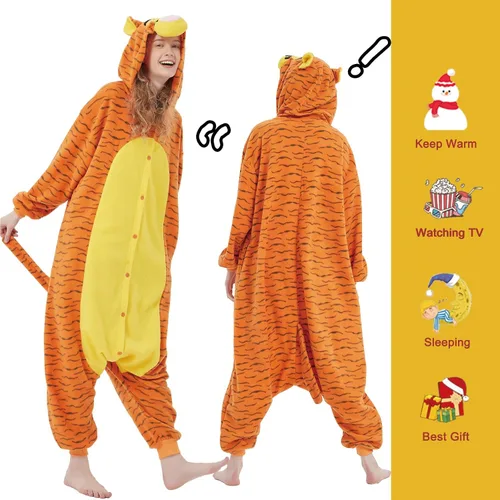 Vista 4 de SWEETXIN Pijama unisex para adultos y niños, para Halloween, Navidad, ropa de dormir, traje de cosplay para mujeres y hombres