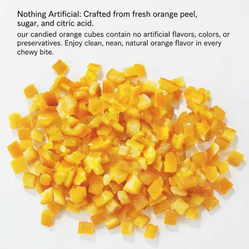Vista 5 de Dados de cáscara de naranja confitada, cubos de naranja dulce glaseada, 800