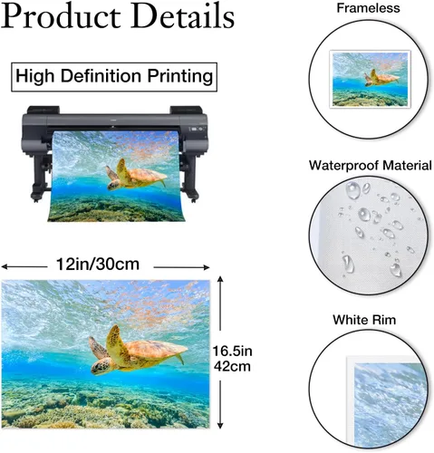 Vista 6 de Playa - Arte de pared del océano: tortugas marinas en un lienzo azul para decoración de baño, arte marino, tortuga hawaiana, decoración costera