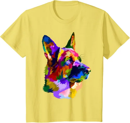 Vista 89 de Camiseta con retrato de pastor alemán para dueños de perros, Negro, S