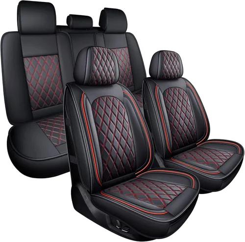 Vista 18 de MIROZO - Fundas de asiento delantero, fundas de cuero para asiento de automóvil, fundas transpirables para asiento de automóvil, protector de Beige