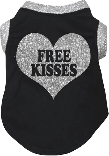 Vista 11 de Petitebella 'Free Kisses' - Camisa para perro con corazón (negro/dorado, talla XS)