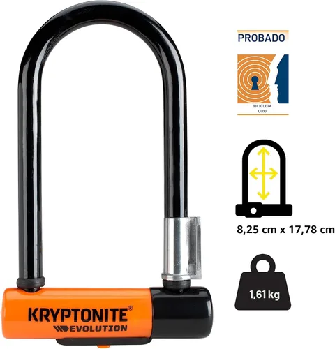 Vista 3 de Kryptonite Evolution Mini-7 - Cerradura en U para bicicleta, grillete de acero de 0.512 in, cable de 4 pies candados para bicicleta
