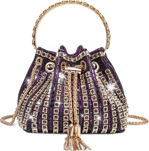Vista 10 de Bolso de noche con diamantes brillantes para mujer, bolso de mano con diamantes de imitación para fiesta, baile de graduación, cóctel