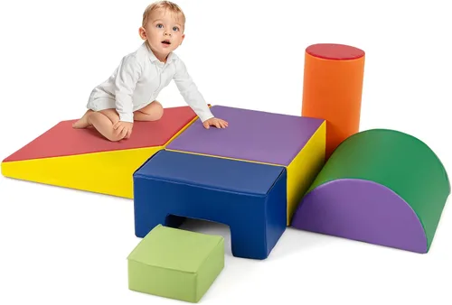 Vista 11 de Costzon Juego de escalada y gateo para niños pequeños, 6 piezas con cubierta de poliuretano para gatear, escalar y caminar, bloques de escalada