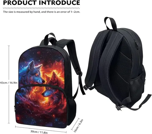 Vista 6 de American Flag Fire Galaxy Pattern Kids Backpack for Boys Girls Elementary Students Bookbag Middle School Bag Lightweight Children Travel Bag