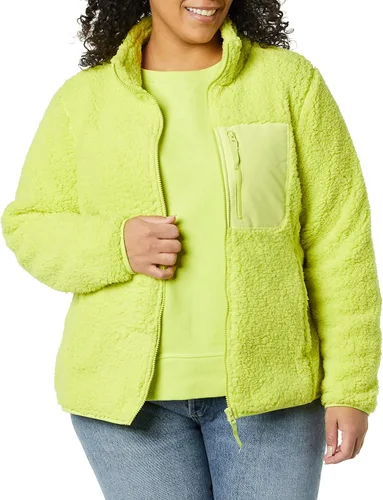 Vista 3 de Tienda Essentials - Chaqueta de forro polar sherpa, de manga larga con cremallera completa, para mujer
