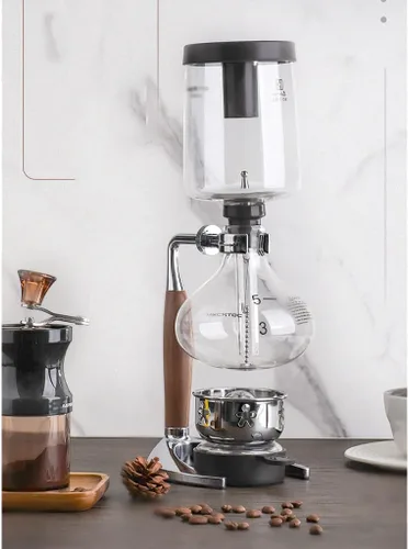 Vista 6 de TEMKIN Cafetera Syphon Cafetera manual retro de vidrio al vacío, percoladores de 3 a 5 tazas, cafetera de mesa de vidrio para teteras de café o té