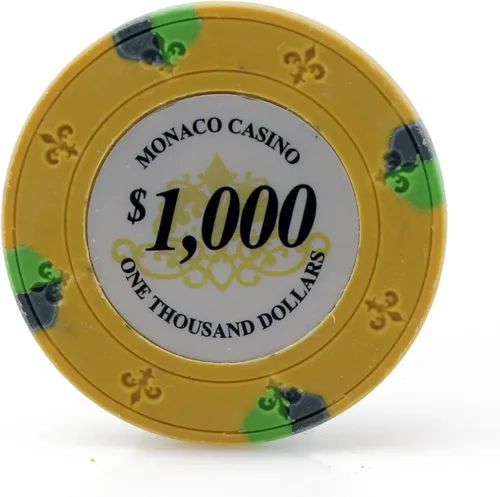 Vista 2 de Versa Games Monaco Casino - Fichas de póquer de arcilla en 0.48 oz - Paquete de 50 - (elegir color)