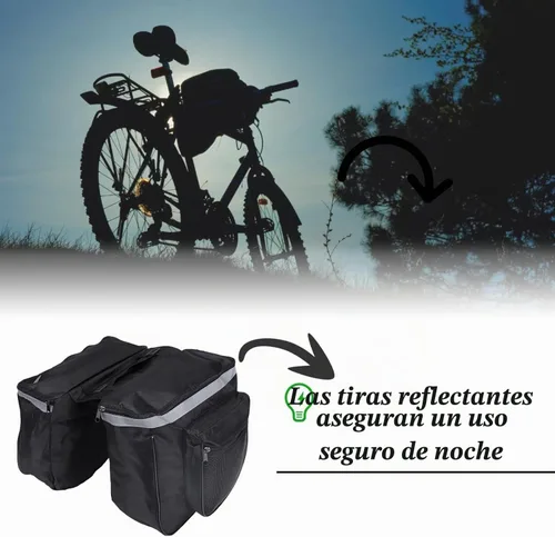 Vista 2 de Bolsas de sillín de 25L para bicicleta, bolsa de portaequipajes trasera de bicicleta con ribete reflectante, alforjas de bicicleta con ganchos