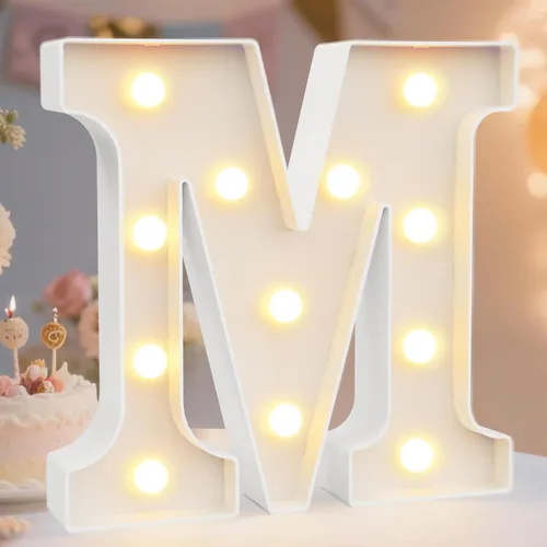 Vista 43 de Pooqla Letras con luces LED de marquesina, letras decorativas iluminadas en blanco cálido y blanco frío, letras del alfabeto iluminadas para niños