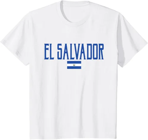Vista 24 de Camiseta de texto azul con bandera de El Salvador, Negro, S