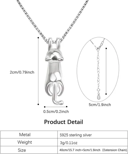 Vista 5 de YYSuniee Collar de gato, collar de plata de ley 925 con diseño de gato para mujer, joyería de gato, colgante de gatito, regalo para amantes