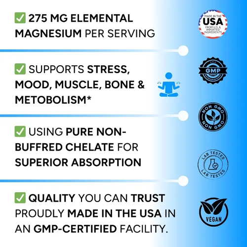 Vista 7 de Glicinato de magnesio puro Bisglicinato de magnesio completamente reaccionado Relajación muscular y apoyo para dormir – Bien tolerado