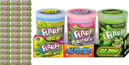 Vista 10 de JA-RU Flarp Noise Putty Fidget Toy Paquete variado (1 paquete, 3 unidades) que brilla en la oscuridad, purpurina y masilla de ruido clásico