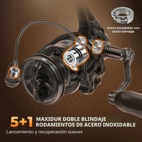 Vista 3 de KastKing Carrete de pesca giratorio Lethal Blaze, arrastre máximo de 17.6 libras, relación de engranaje 5.2:1, carrete giratorio ultra suave de agua