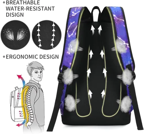Vista 3 de Mochila escolar estilo Rickyh, mochila de viaje para hombres y mujeres, mochila ligera con compartimento para portátil, Tamaño único