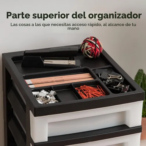 Vista 8 de IRIS USA Carrito de almacenamiento con ruedas de 10 cajones, negro/perla