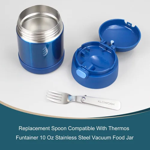 Vista 2 de Cuchara de repuesto compatible con Thermos Funtainer Tarro de comida de 10 onzas, cuchara de acero inoxidable, apta para lavavajillas (2 tenedores)