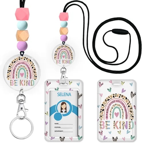 Vista 22 de Cordones para Profesores de Concienciación sobre el Autismo para Tarjetas de Identificación y Llaves, Lindo Cordón de Silicona con Cuentas Separable