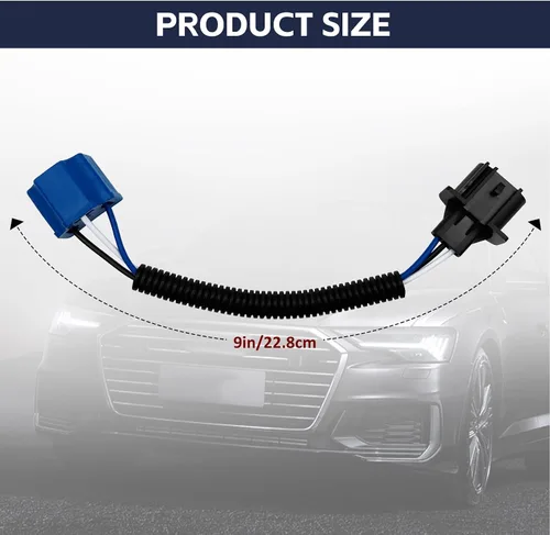Vista 2 de NTNEV 2 adaptadores H13 macho a H4 hembra, conector adaptador de faros, kit de cable de conversión de faros, compatible con Jeep Wrangler JK JKU