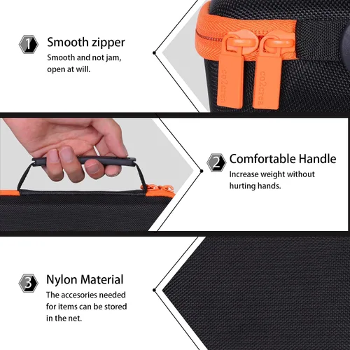 Vista 5 de co2CREA Funda rígida compatible con altavoz GPS Bushnell Golf Wingman View Estuche negro + cremallera naranja