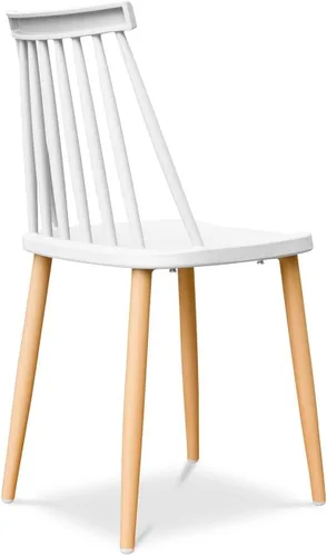 Vista 7 de Sillas de comedor de plástico de mediados de siglo de 18 pulgadas en blanco (juego de 4)