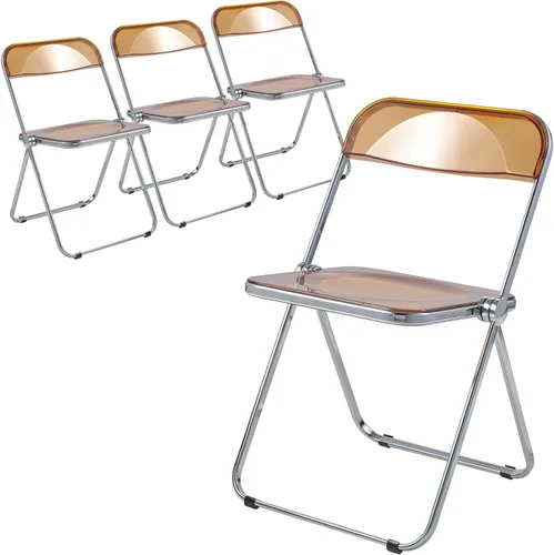 Vista 19 de LeisureMod Lawrence - Silla plegable de acrílico transparente moderna con marco de metal, asiento transparente que ahorra espacio para comedor