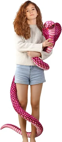Vista 6 de ELAINREN Almohada Rellena de Cobra Marrón Ultra-Suave Gran Serpiente Realista Juguete de Peluche Cuddle Muñeca de Peluche de Pitón Realista