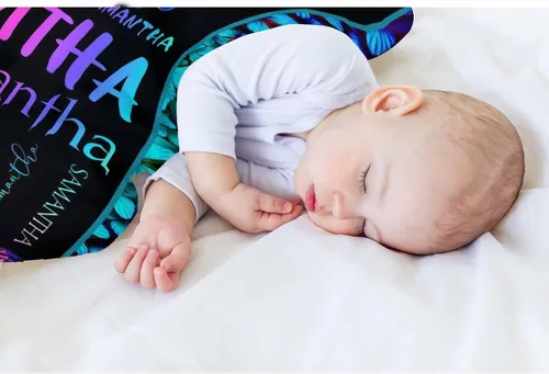 Vista 9 de D-Story Mantas de bebé personalizadas con nombres, manta personalizada para bebés niñas, manta de envoltura con inicial, regalos personalizados