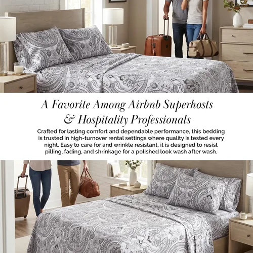 Vista 241 de Southshore Fine Living, Inc. Colección Winter Brush, juego de sábanas de 3 piezas para cama individual, sábana bajera con bolsillo profundo de 14