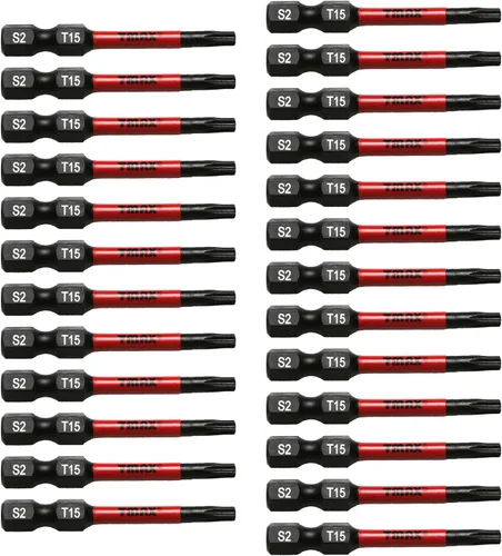 Vista 39 de TMAX Juego de puntas de destornillador de cabeza de estrella T6 Torx de 25 piezas, acero S2 de 6 puntos T-6 puntas de inserción de destornillador