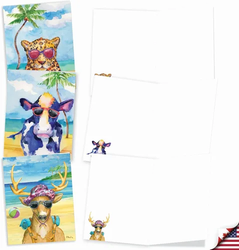 Vista 2 de Best Card Co - Juego de 10 tarjetas de notas surtidas con sobres, caja de acuarela para animales amantes de los animales, AM6670OCB-B1x10