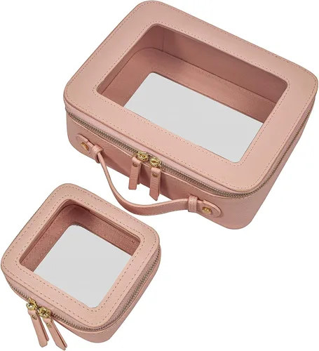 Vista 16 de LETGO Bolsas de Maquillaje Transparentes, Bolsa de Aseo Aprobada por la TSA con Cierre, Organizador de Maquillaje Transparente de Gran Capacidad