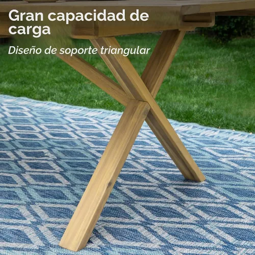 Vista 5 de MIXPATIO - Juego de comedor de madera de acacia para 6 con mesa extensible y 6 sillas