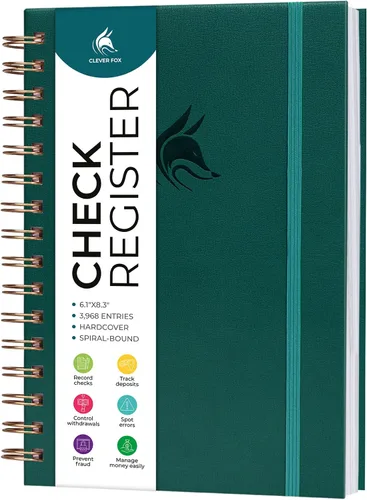 Vista 8 de Clever Fox Registro de cheques para chequera personal - Registro de cheques - Registro de chequera - Libro contable - Líneas de entrada 3968, 6.1 x