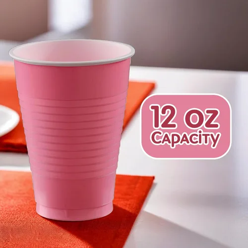 Vista 4 de Amscan Big Party Pack - Vasos de plástico duraderos, 50 unidades (paquete de 1), color rosa