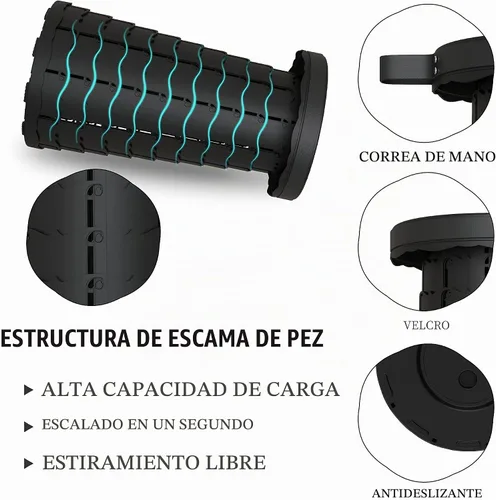 Vista 6 de ALEVMOOM Taburete plegable portátil mejorado con cojín, taburete telescópico retráctil para adultos, capacidad resistente, 440 libras, silla