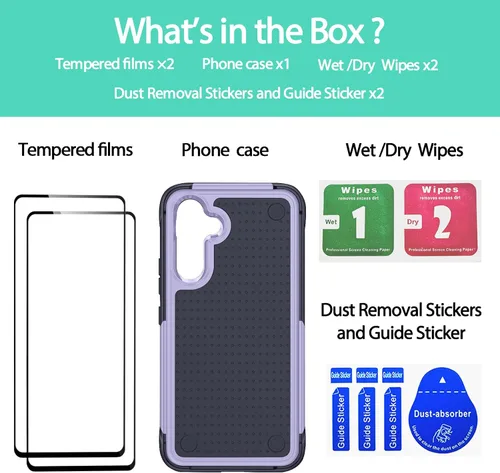 Vista 148 de Jeylly Compatible con Samsung Galaxy A22 5G Funda, Funda Samsung A22 5G con 2pcs protectores de pantalla de vidrio templado