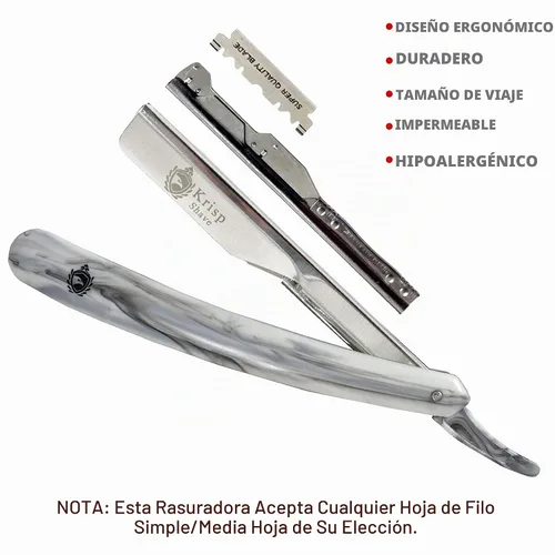 Vista 3 de Maquinillas de afeitar rectas profesionales para hombres - Maquinilla de afeitar de borde recto para afeitado cercano - Navajas de afeitar